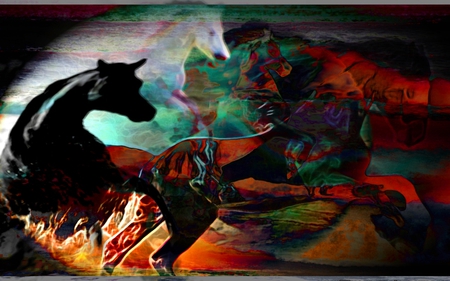 The Four Horses Are Being Summoned - apocalypse, spirit, spiritual, color, horse