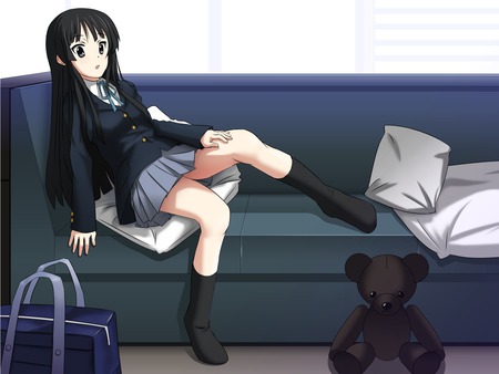 k-on - girl, yuragi, long hair, anime girl, seifuku, amriel, black hair, k-on, anime, akiyama mio, black eyes