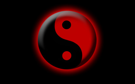 ying yang red and black - black, yang, ying, red