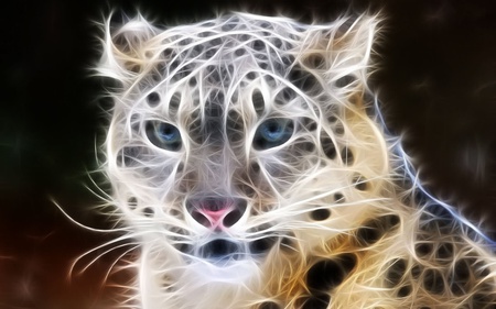 Digital snowlion - nature, abstract, cool, feline, animal, fantasy