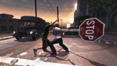 Catch the Stop Sign - sign, gang, saints row 2, hd, high definition, stop