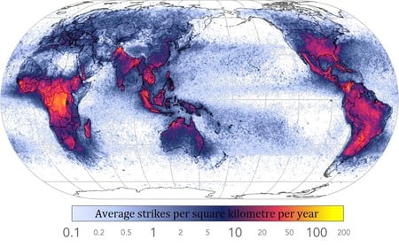 Global lightning strikes