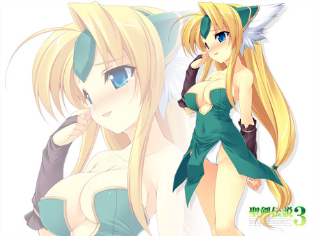 anime girl - elf, anime, green, girl, cute