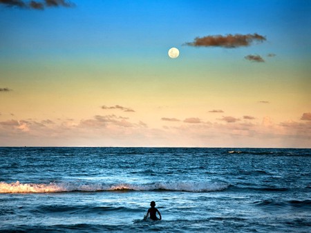 Moon Day - moon, picture, beach, cool, day