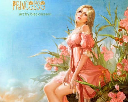 Princess - nice, beauty, sitting, sexy, hot, girl, female, anime girl, lovely, pretty, beautiful, anime, sweet, cute, flower, sit