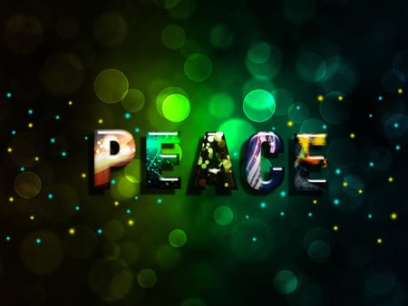 Peace - glow, blue, green, letters, color, peace