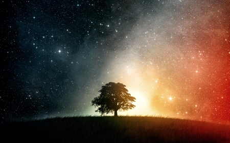 LONESOME IN THA GALAXY - tree, graphic, galaxy