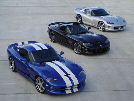 3 Vipers - vipers, dodge, blue, silver