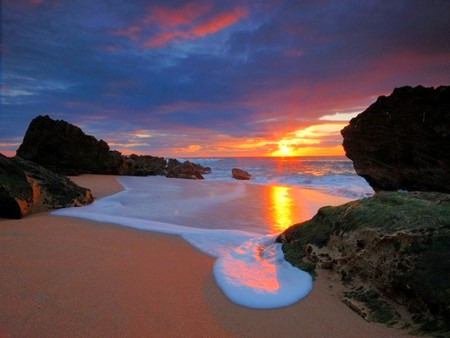 Beach at Sunset - picture, beach at sunset, beautiful