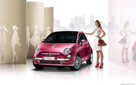 Model/Barbie Fiat - pink, car, model