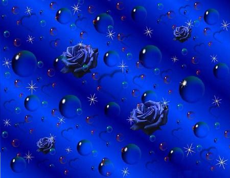 1 1 BubblesanHearts.jpg - hearts, bubbles, roses, blue