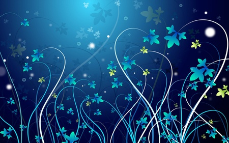 Flowers - abstract, fowers, blue