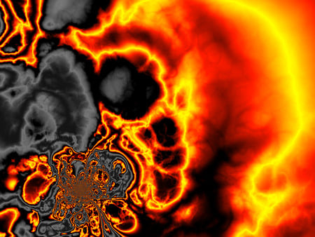 Fiery Brain Scan - fractal, art, abstract, fiery