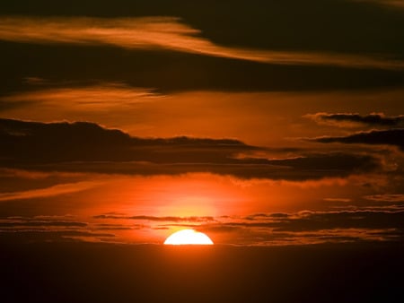 Amber Night Skies - sky, sunset, clouds, amber