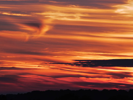 Burn The Night Sky - sky, blue, clouds, red, colorful