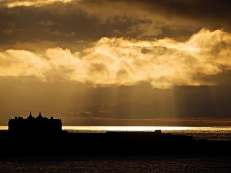 Golden Sky - sky, evening, clouds, gold