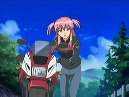 a girl with a bike in countryside - girls, anime, other