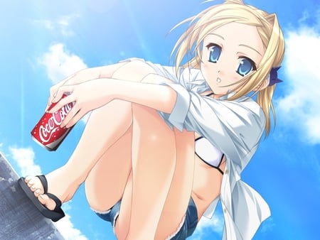 Soda - girl, anime, sweet, anime girl, soda, cute