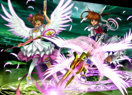 Sakura & Nanoha - nanoha, magic girl, sakura