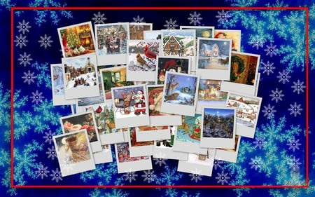 Christmas Collage Plus - widescreen, christmas, holiday, blue, red, xmas, pictures