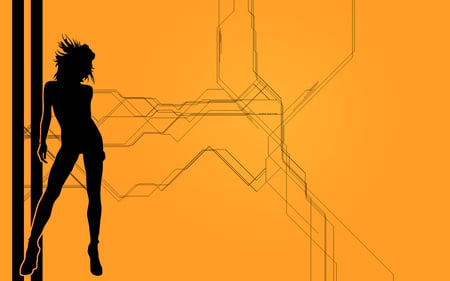 fig - black, gr8, lines, woman, nice1, orange