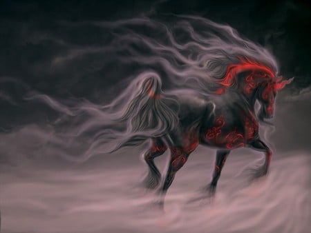 Cavalo de fogo - fantasy, cavalo de fogo, dark