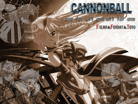 cannonball - girl, sepia, anime, cannonball