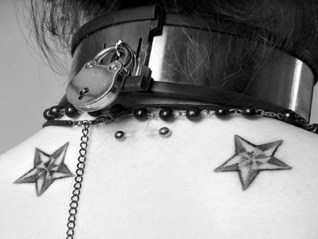 bondage - woman, bondage, black and white, stars, sexy