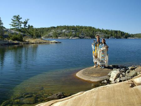 Indians - indians, abstract water, sky