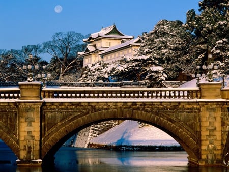 imperial palace - river, japan, imperial palace, bridge