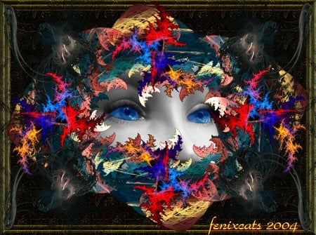 YOUNG WOMEN APPEARING THRU FRACTALS - looking, lady, beautiful, window, beauty, thru