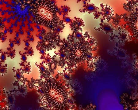 Fractal Star Patterns - fractal, abstract, blue, red