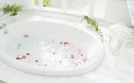 it's spa time - wellness, roses, enjoy, foam, white, relaxing, petals, bath, spa, towels, tub