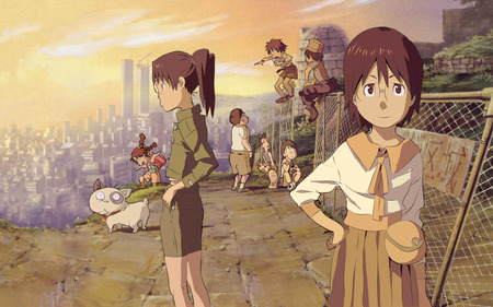 Dennou Coil - sky, dennou, coil, yasak, city, anime, pose, compilation, character