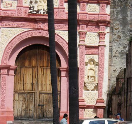 Ancient Mexican Church - door, mexico, church, pink