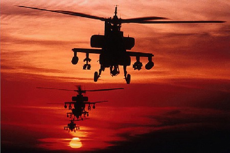 choppers - sunset, red, choppers, sky