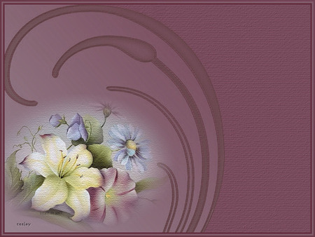 Floral Swirl by Teejay - flowers, purple, stems, swirl, pink, desktop