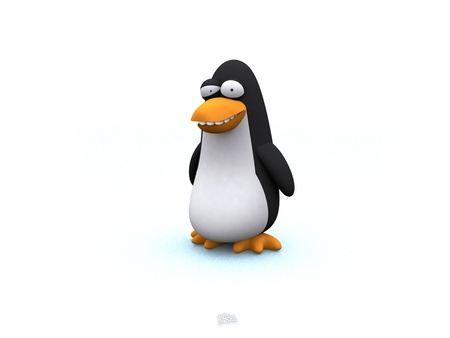 Funny Penguin - white backdrop, penguin