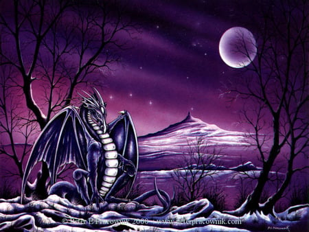 ice-dragon - dragon, ice, purper