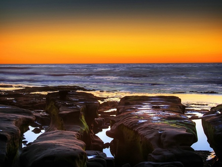 nature 0063 lightbox.jpg - sand, rocks, water, sunset, nature