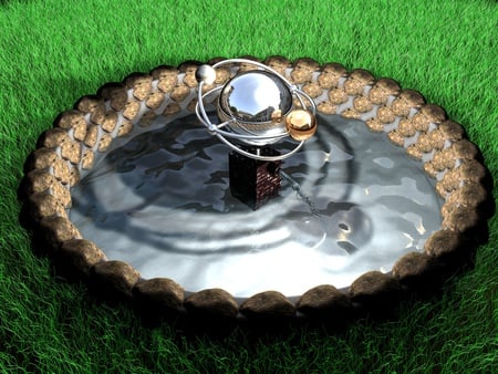 3d garden - abstract, 3d garden, water, garden, grass, 3d