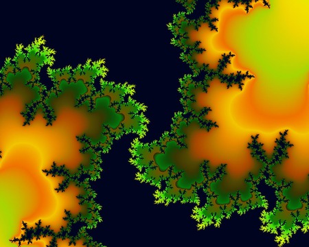 Fractal Leaf Pattern - abstract, yellow, blue, green, orange, leaf