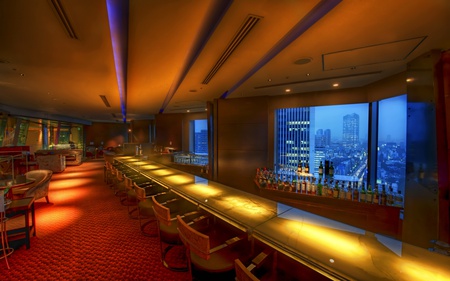 The Lounge - bar counter, wine, view, table, light, furnitures, chair