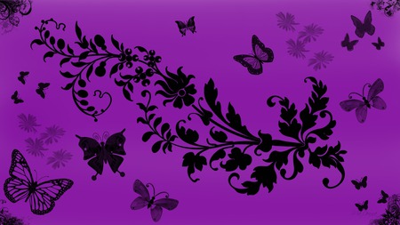 Butterfly Floral Abstract #2 - purple, abstract, majenta, flowers, firefox persona, widescreen, butterflies