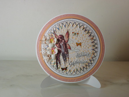 rond fairy card - fairy, 3d, round, salmon, pink