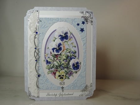 blue flower card - flowers, carton cart, blue, stickers, 3d