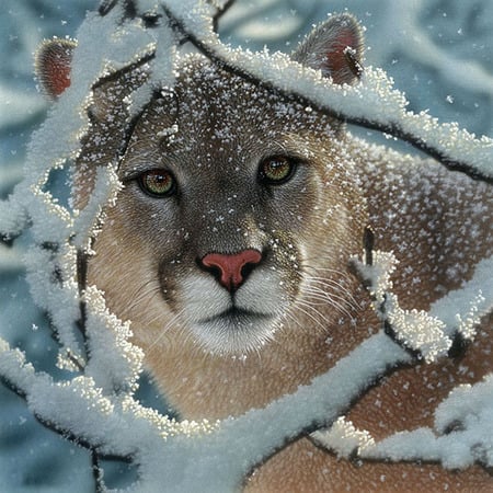 Cougar - snow, lion, cougar, mountain