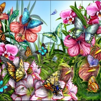 butterflies flowers murals