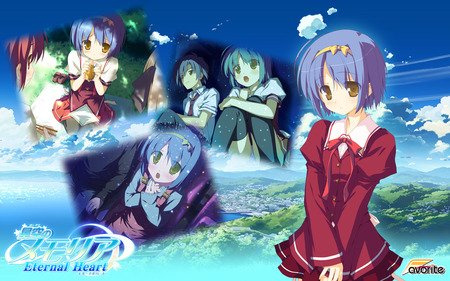 eternal heart - sky, eternal heart, blue, schoolgirls, cute