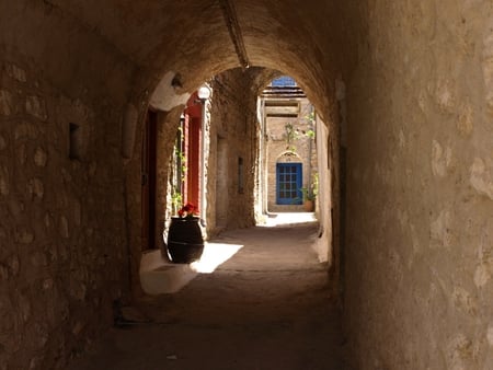 Mesta village - chios, street, house, greece, island, houses, stones, home